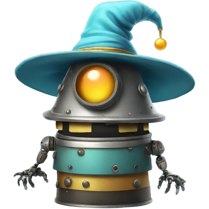 cute robot in a wizard's hat emoji