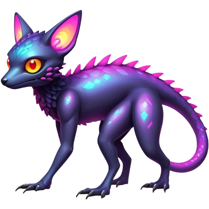futuristic lush warm-colored neon-colored Fakémon-Trico-creature (full body) emoji