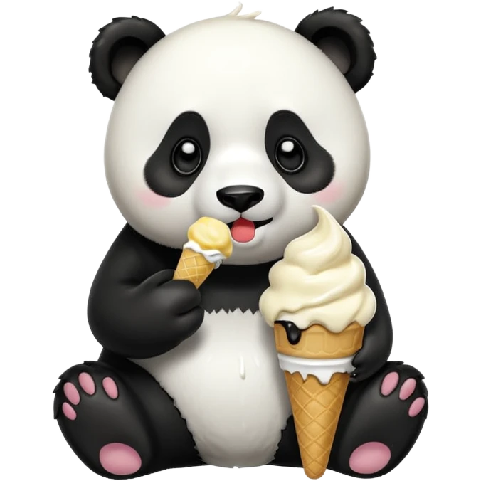 Panda eating ice cream emoji