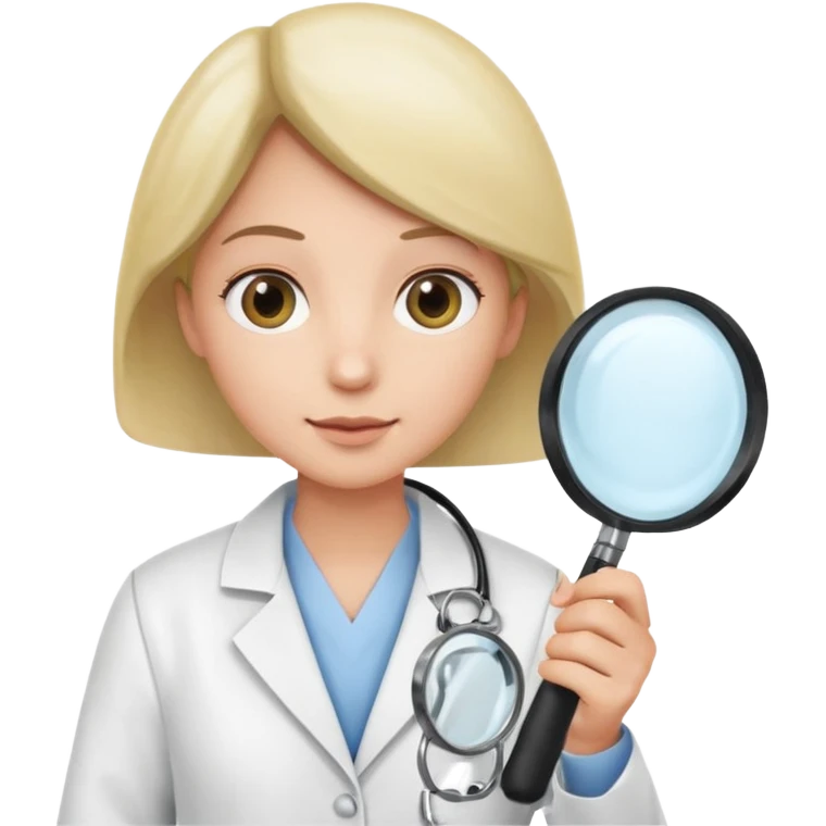medica de jaleco com uma lupa emoji