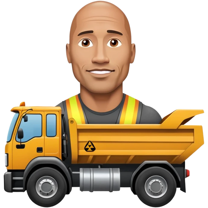 Dwayne the rock Johnson face on a dump truck emoji