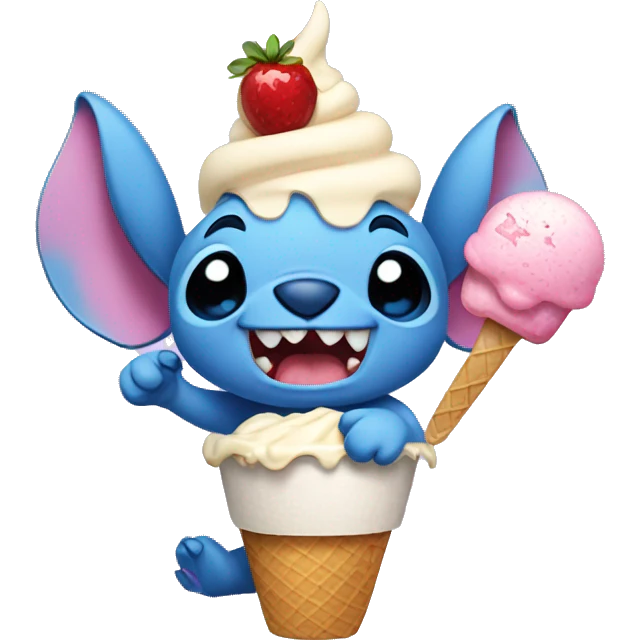 Stitch with ice cream emoji