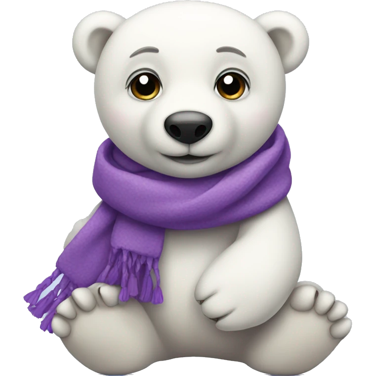Cute polar bear with purple scarf sitting  emoji