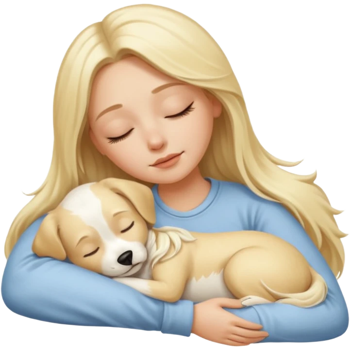 White girl blonde long hair sleeping with her white dog emoji