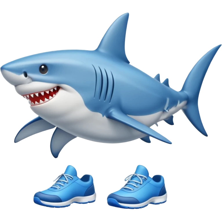 Shark with legs wearing blue shoes emoji