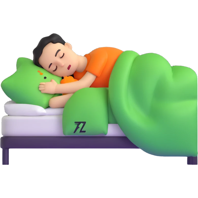 boy sleeping peacefully with Z symbols representing snoring emoji