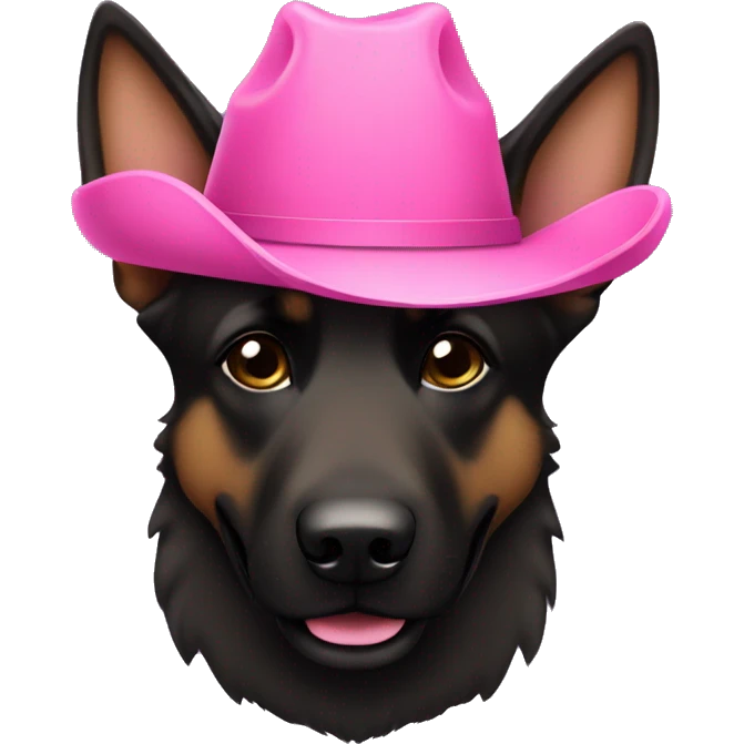 Dark German shepherd pink cowboy hat emoji