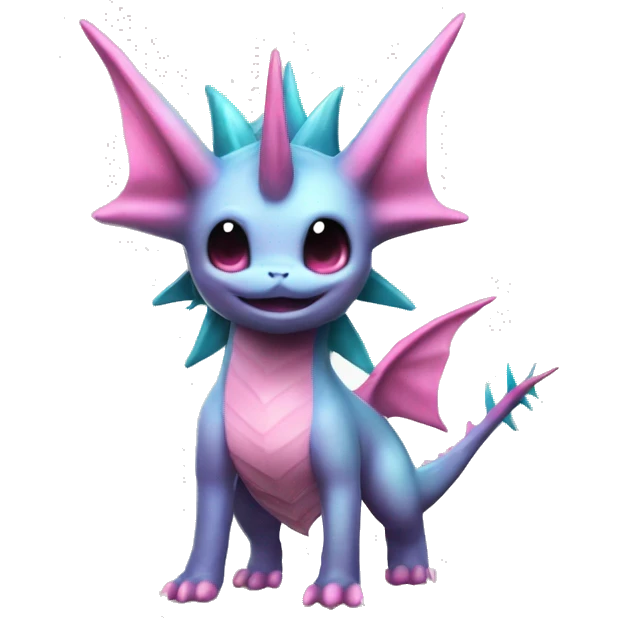 Pink Edgy Vaporeon dragon With Fins and spikes full body emoji