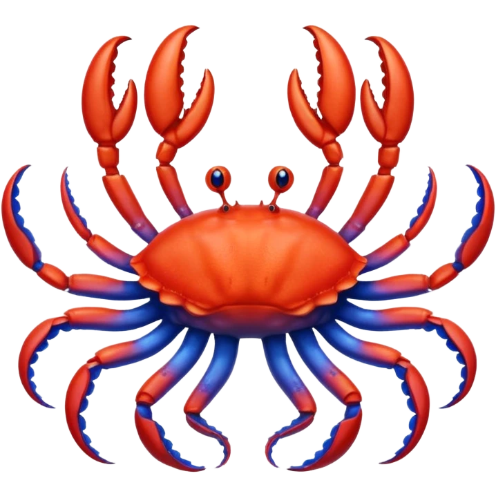 a red crab with two claws and a blue octopus are friends emoji