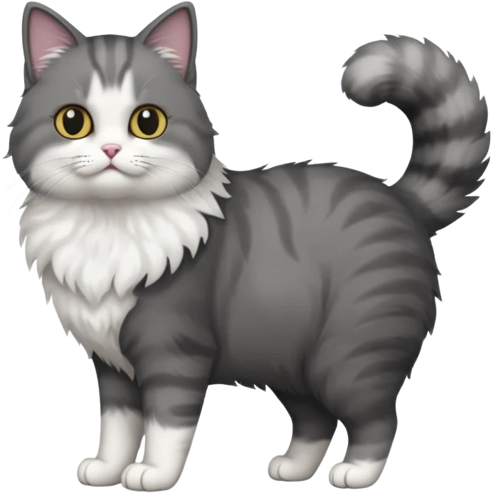 full body half dark grey and half white cat with white front legs emoji