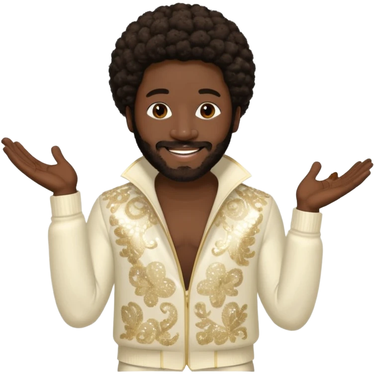 Eddie Levert from The O'Jays with dark brown afro hair, cream sequin outfit emoji