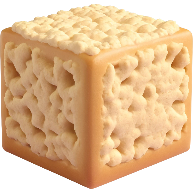 small beige cube of fresh baker's yeast with crumbly texture and clean cut edges, slightly matte, clean 3D, soft lighting, emoji scale emoji