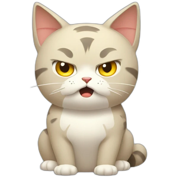 angry cat flat design style  ghibli emoji