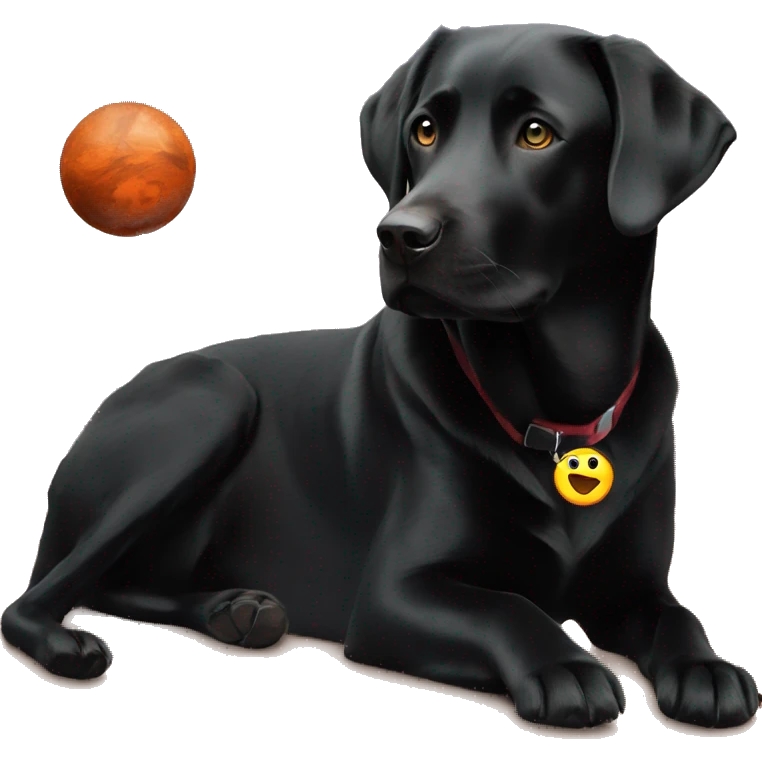 Black labrador with Mars in background emoji