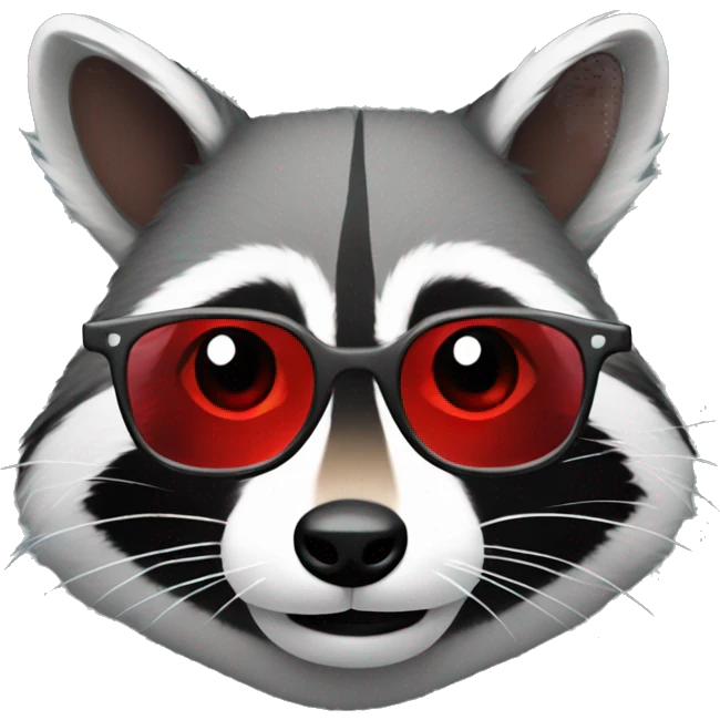 raccon face with red broken glasses emoji