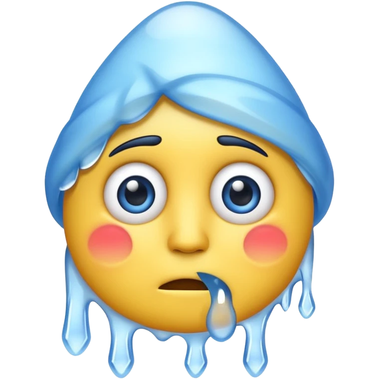 very cold classic yellow emoji, shivering, blue face, icicles emoji