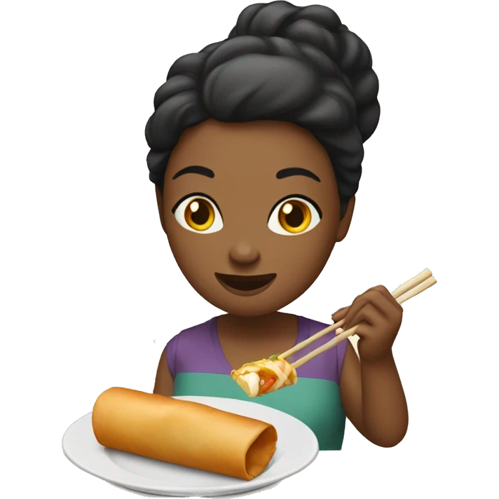 Women eating egg roll  emoji