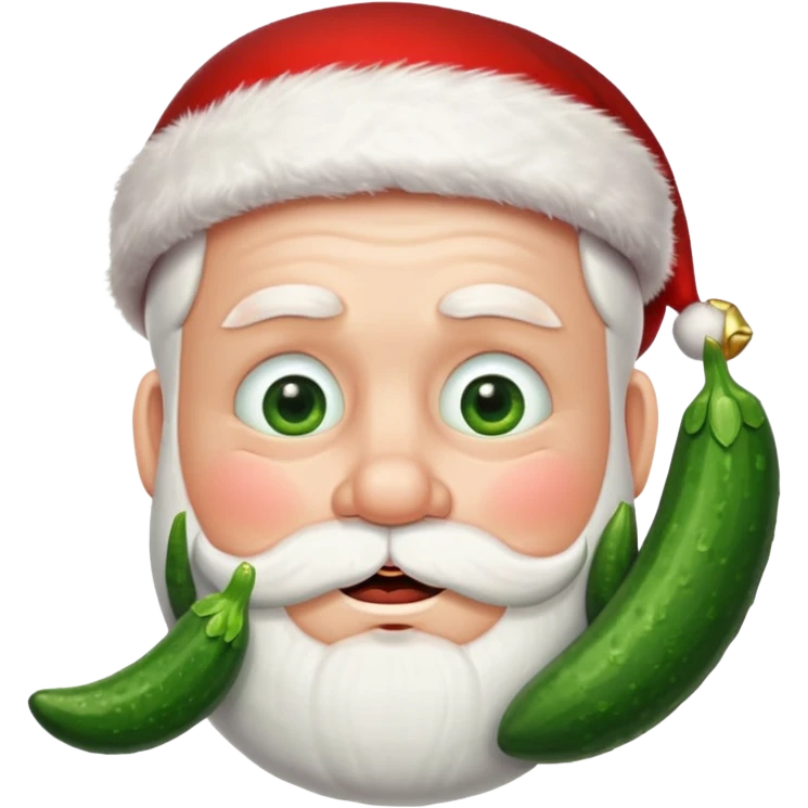 Santa with cucumber on his eyes emoji