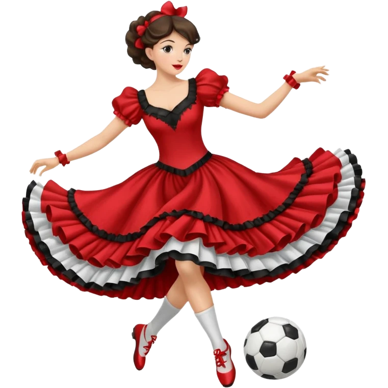 Cancan dancer kicking a soccer ball emoji