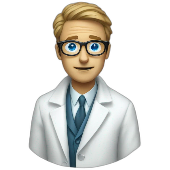 hypnotized man, hypnotic swirl glasses, wearing a white coat emoji