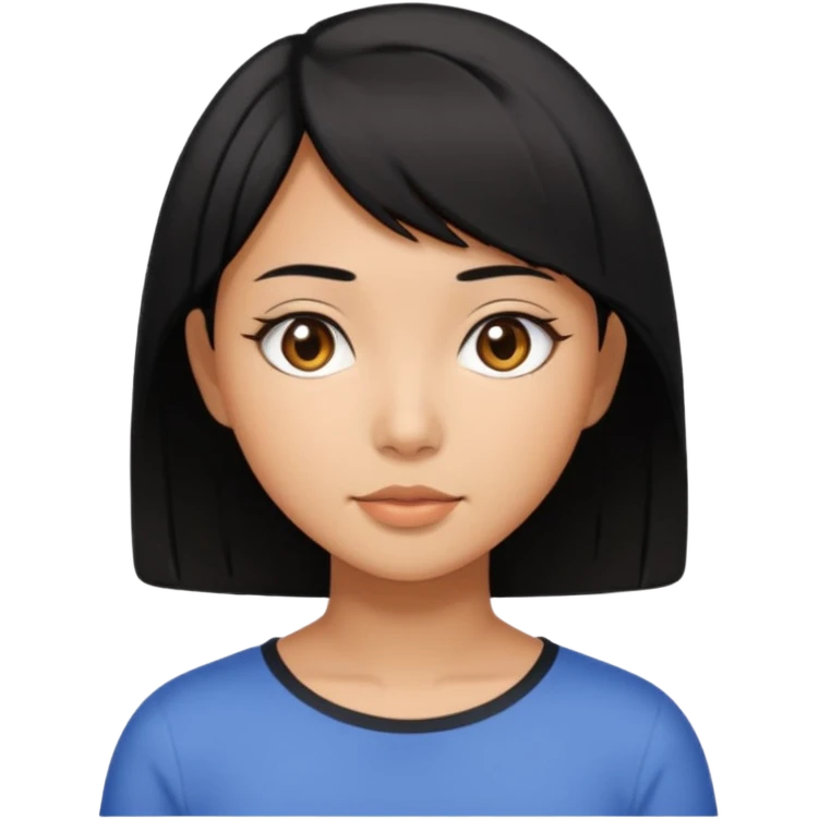 very tan Asian girl with black hair and dark brown eyes, short bob hairstyle emoji