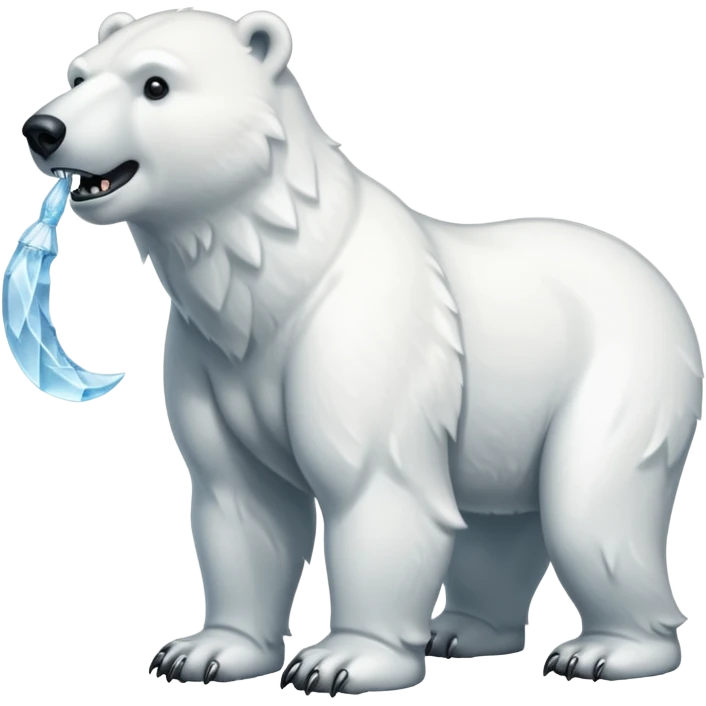 Polar bear with a wolf’s tail, thick neck fur, and short saber fangs emoji