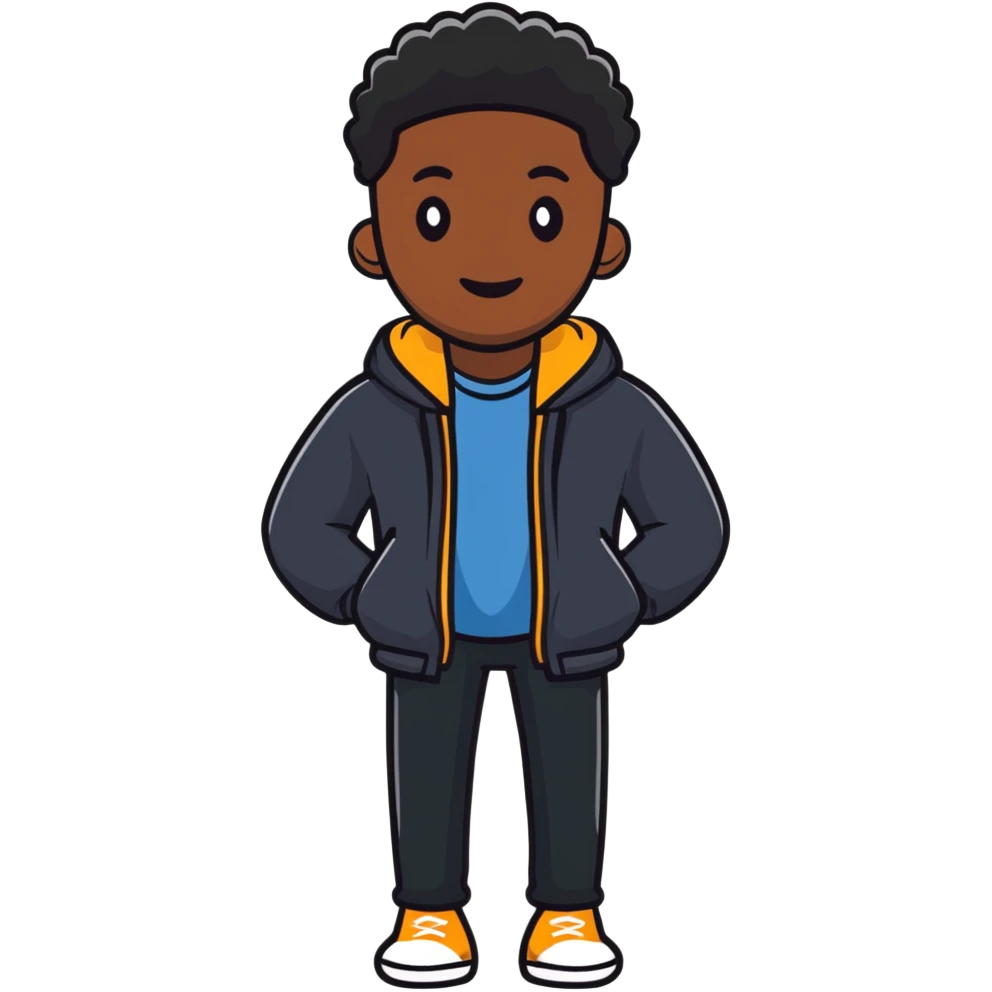 black man with casual style emoji