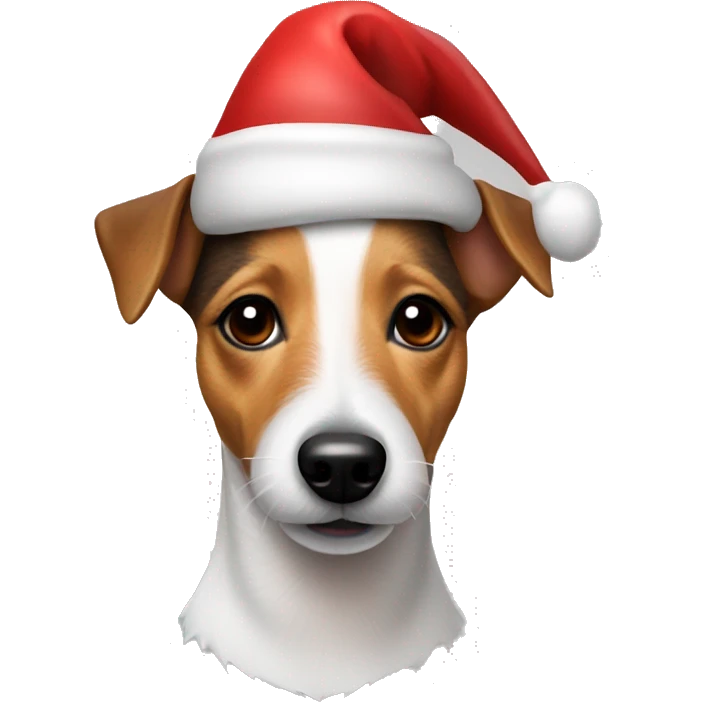 Jack Russell Terrier with a christmas hat emoji