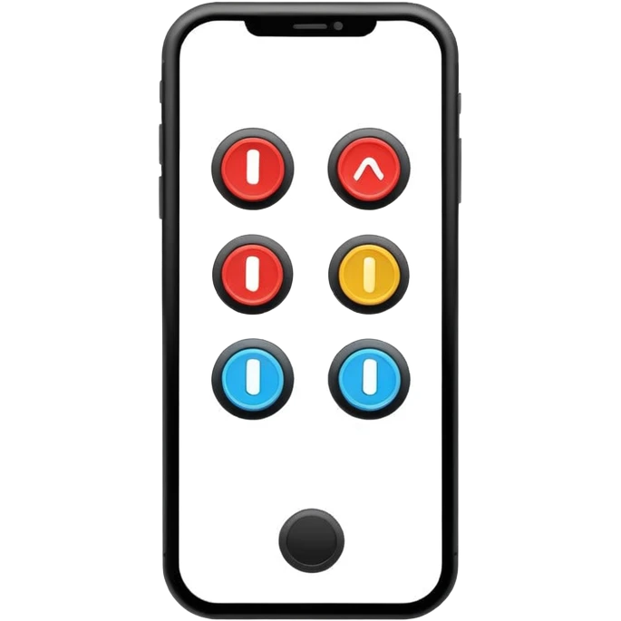 Minimalistic flat vector icon, iOS style, thin black contour on white background. Smartphone with basic UI elements inside: toggle switch, segmented control, and bottom tab bar. Clean, no text, no shadows emoji