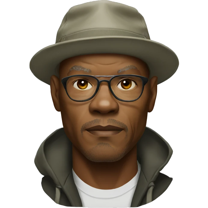 bald samuel l jackson serious wearing bucket hat emoji