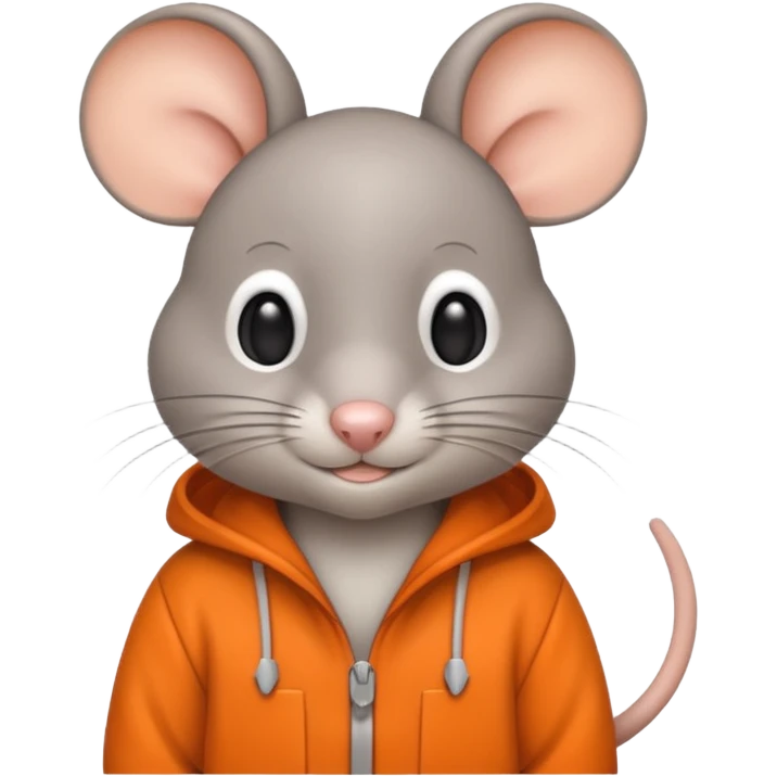 a grey mouse Prison wear orange jumpsuit emoji