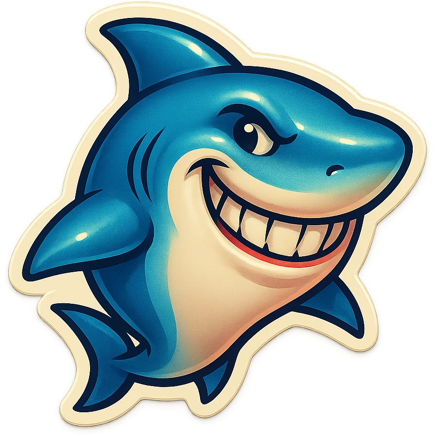 A SHARK WITH A GRIN emoji