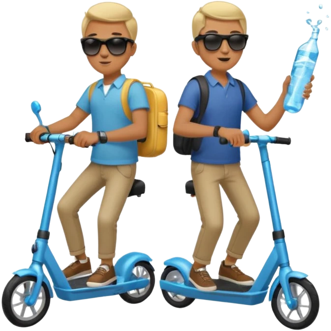2 men on electric scooters with water pistols emoji