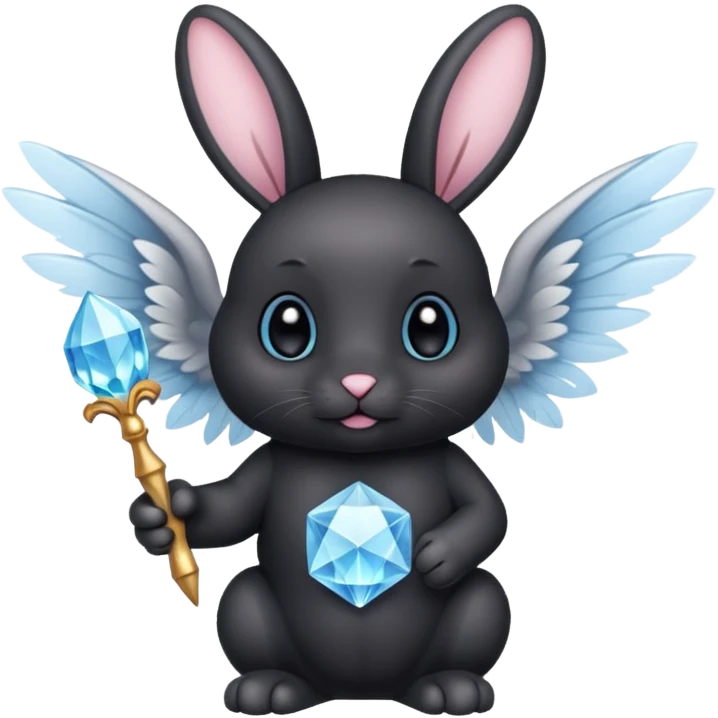 Black bunny with wings and with cristal wand  emoji