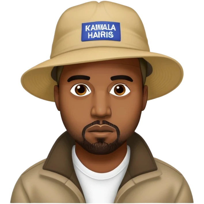 kanye west wearing a kamala harris hat emoji