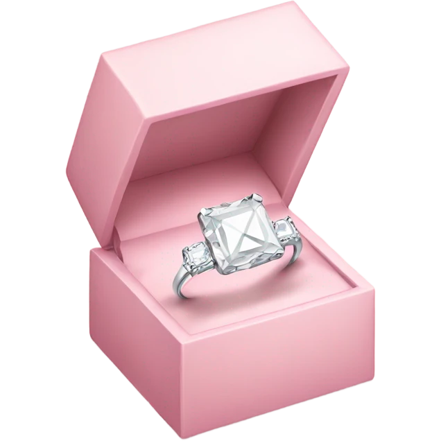 all white diamond ring in light pink box emoji