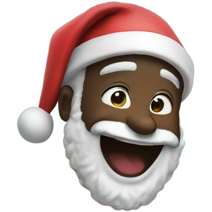 Black Santa laughing tears at beach  emoji