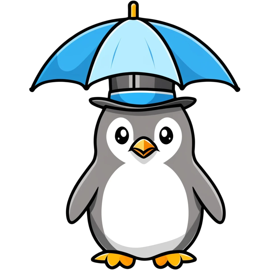 penguin with an umbrella tophat emoji
