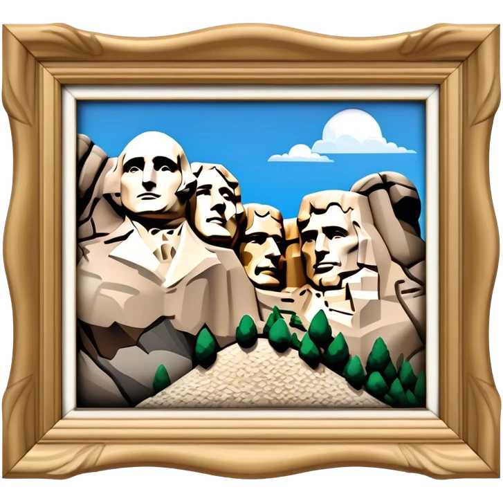 Cinematic Realistic Mount Rushmore Landmark Emoji, showcasing monumental carved presidential faces rendered with crisp textures and dynamic, historical lighting. emoji