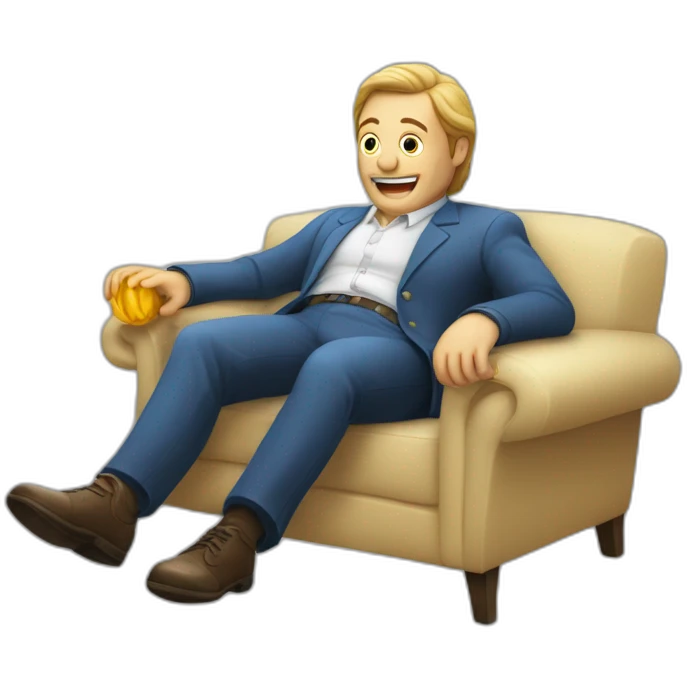 Homme obèse affalé sur un canapé emoji