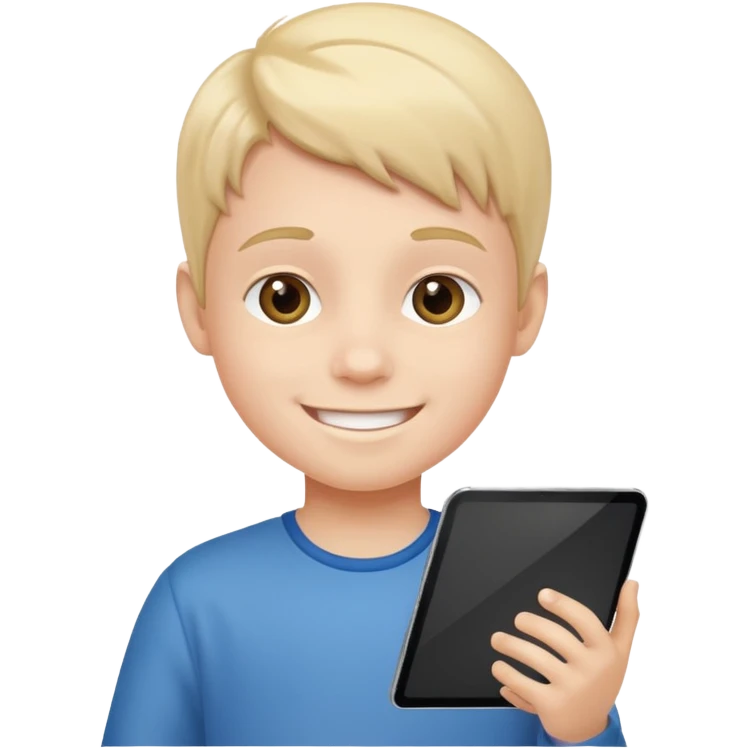 a kid is holding a Tablet  emoji
