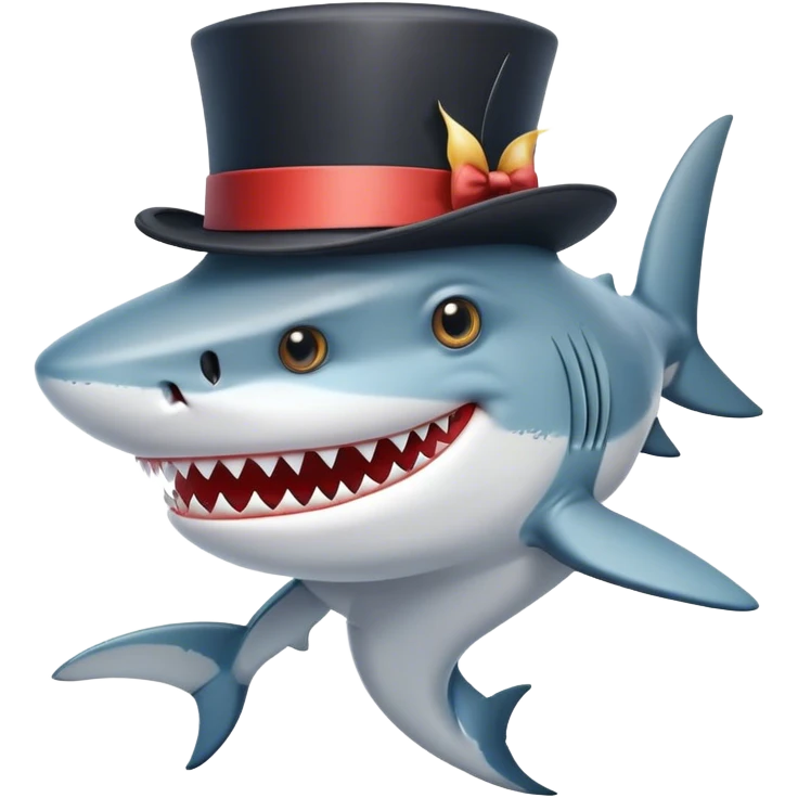 Shark with a top hat emoji