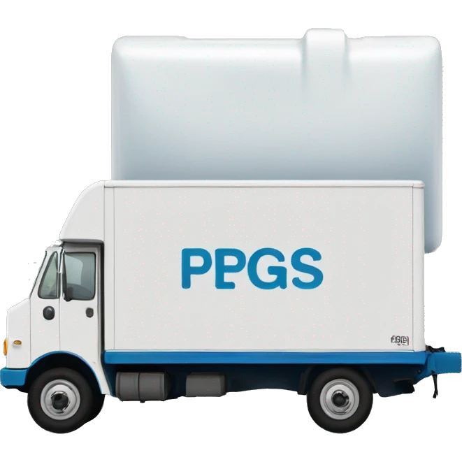 Boxtruck with letters "PGS” on the side emoji
