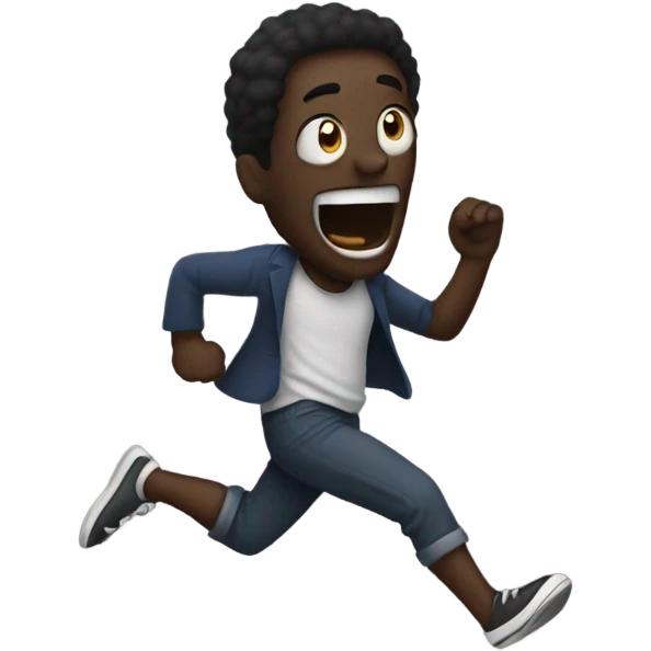 Dark man running from a random Woman and boy  emoji