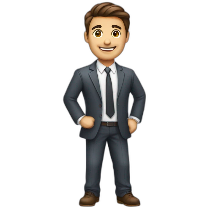 Business man brun avec un pouce en l'air face caméra emoji