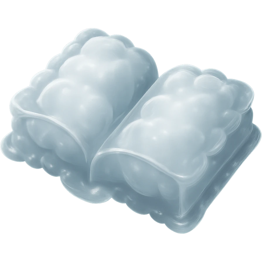 top view of a thick open book made entirely of small, very bright white fluffy convex clouds, matte glass style, emphasis on volume and airiness, no background emoji