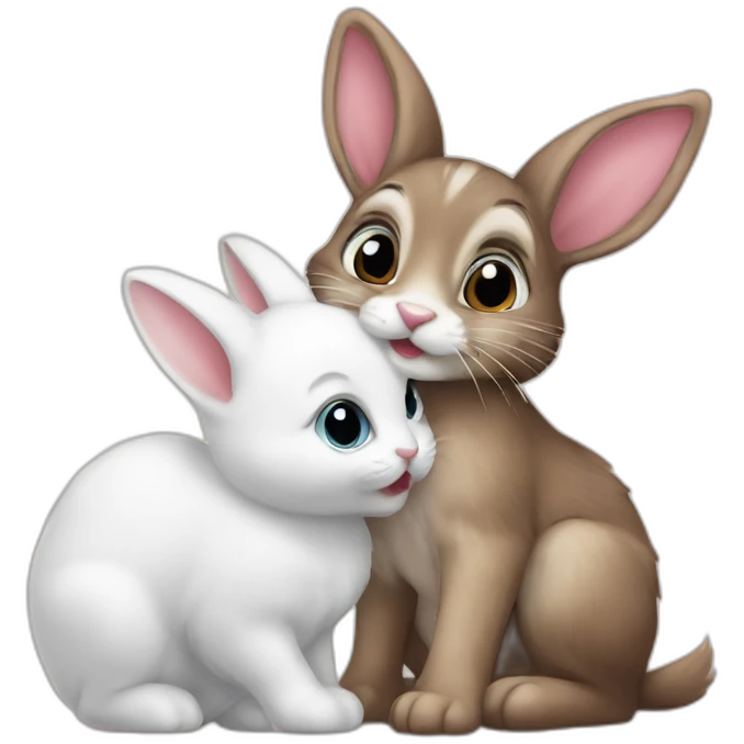 bunny kisses a kitten emoji