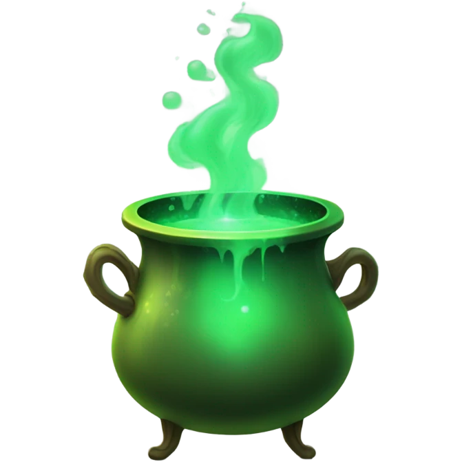 green magic cauldron with potion emoji