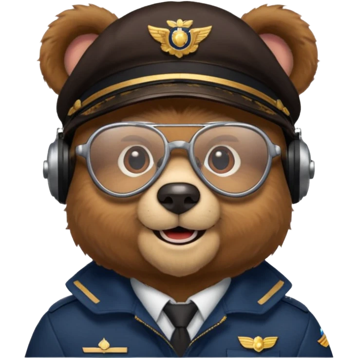 pilot bear with glasses emoji