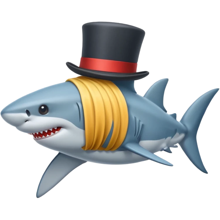 Shark with a top hat emoji